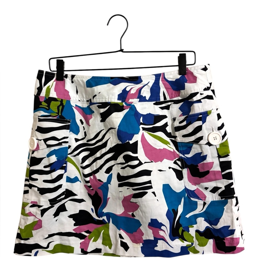 Metrostyle Stretch Y2K Abstract Zebra Print Mini Skirt‎ Size 12